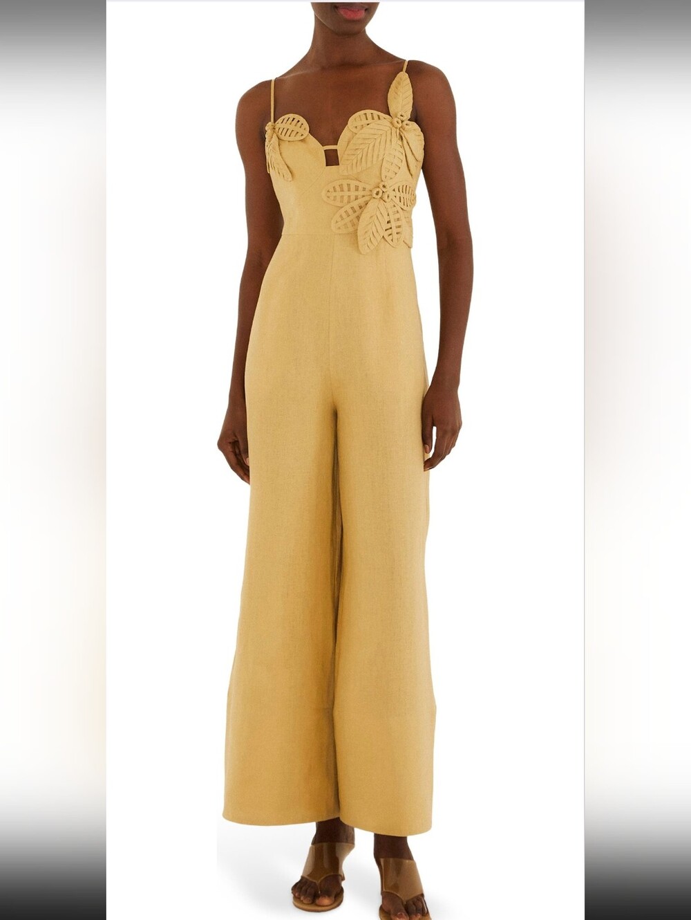FARM Rio Sand 3D Flowers Euroflax™ Premium Linen Jumpsuit